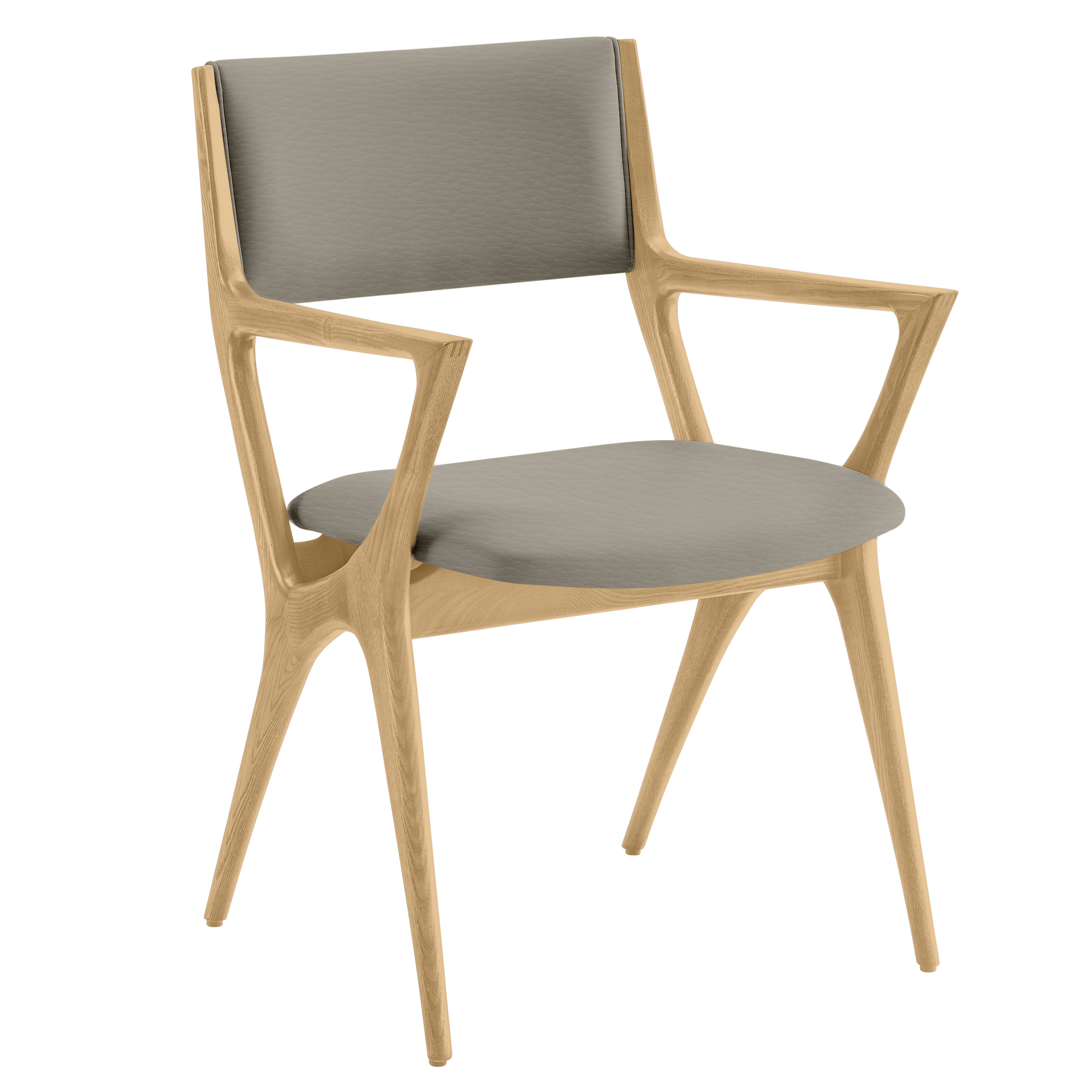 Spider Spisebordsstole (Naturlakeret & Grå læder)