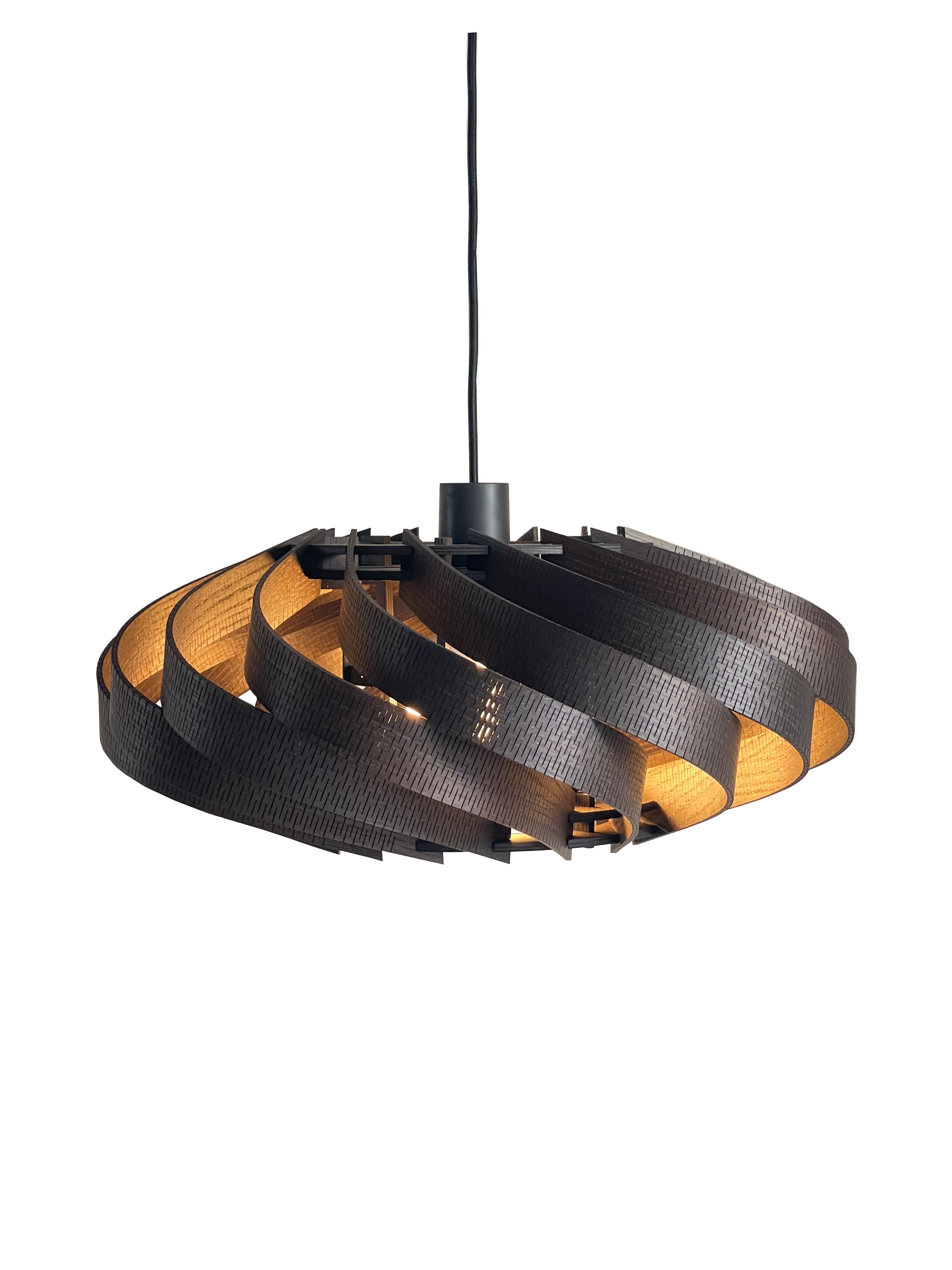 Spisebordslampe Dahlia – Røget Egetræ m/u guld