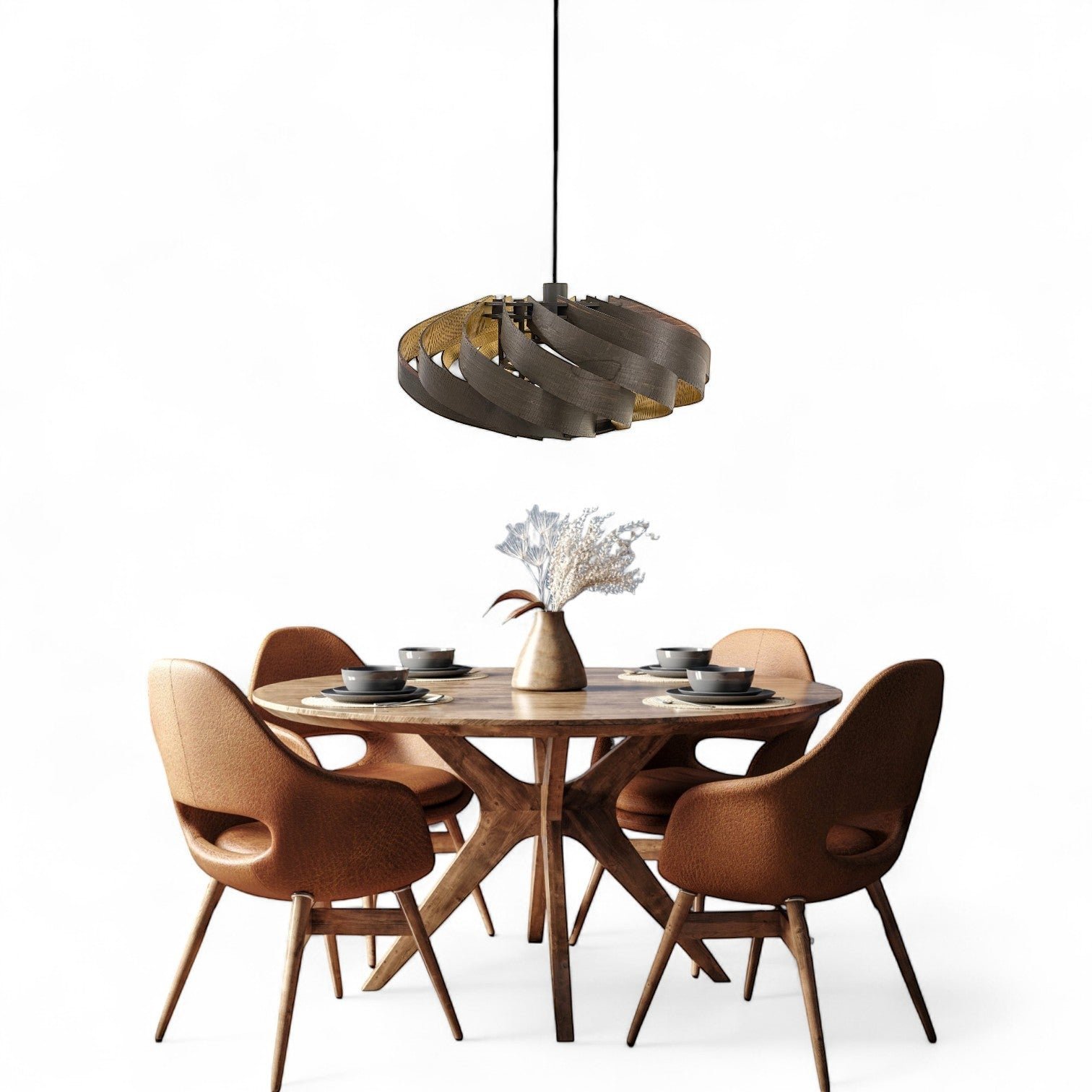Spisebordslampe Dahlia – Røget Egetræ m/u guld