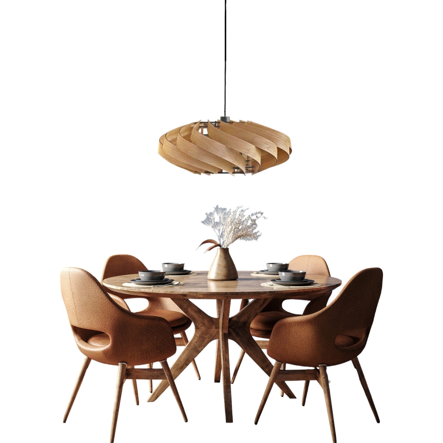Spisebordslampe Dahlia – Egetræ